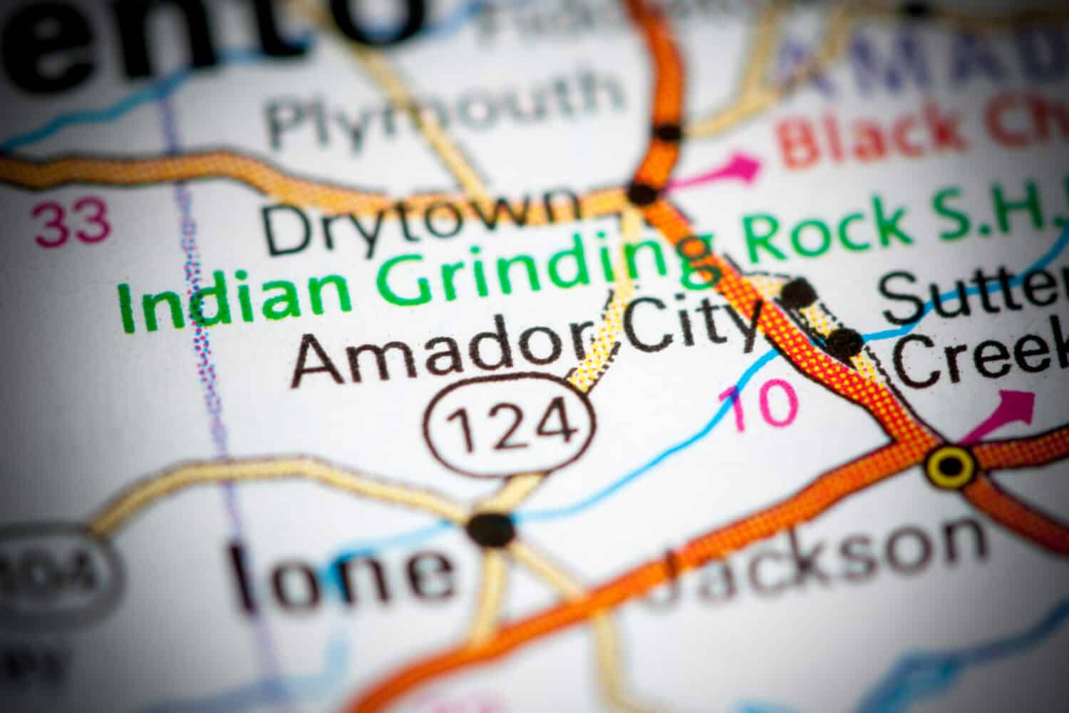 Amador City. California. USA on a map.
