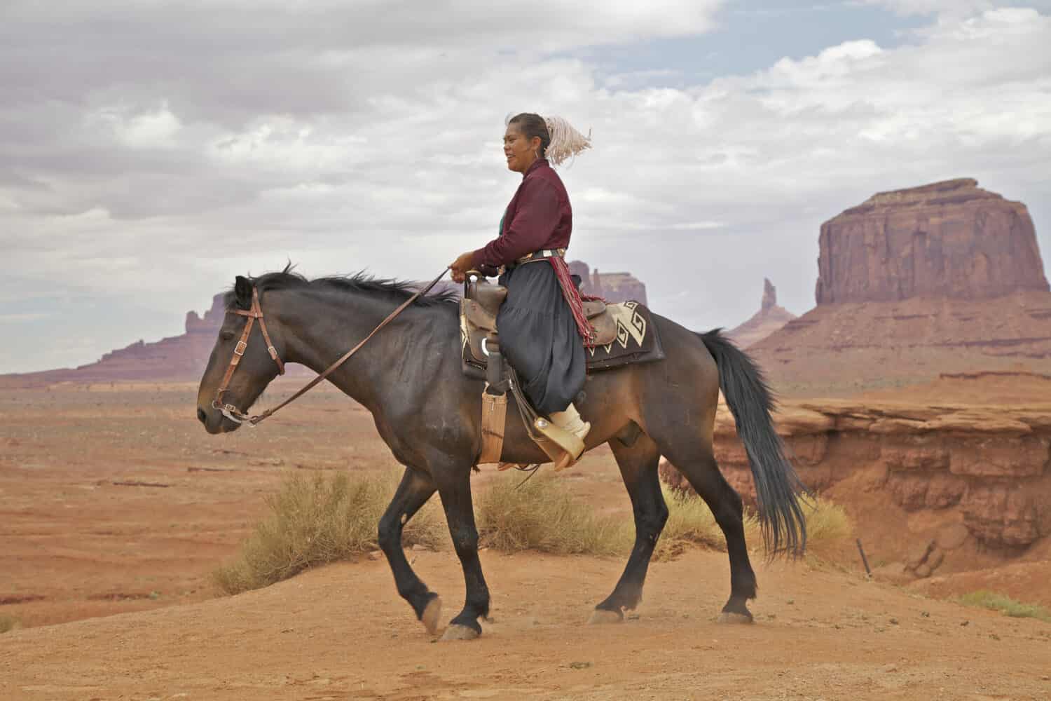 Navajo Woman on Horseback in Monument Valley Tribal Park