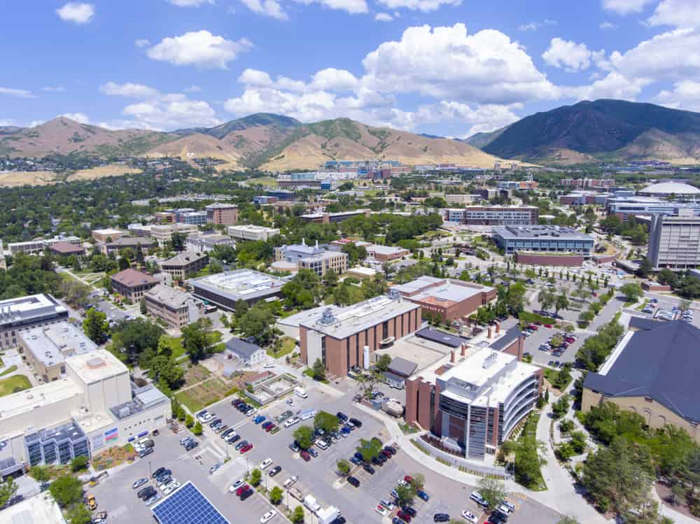 Aerial view of University of Utah in Salt Lake City, Utah, USA.