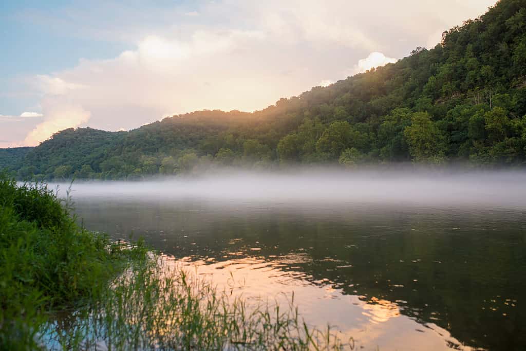 Sunset on the White River in the Mountain View, Arkansas Ozark Mountains