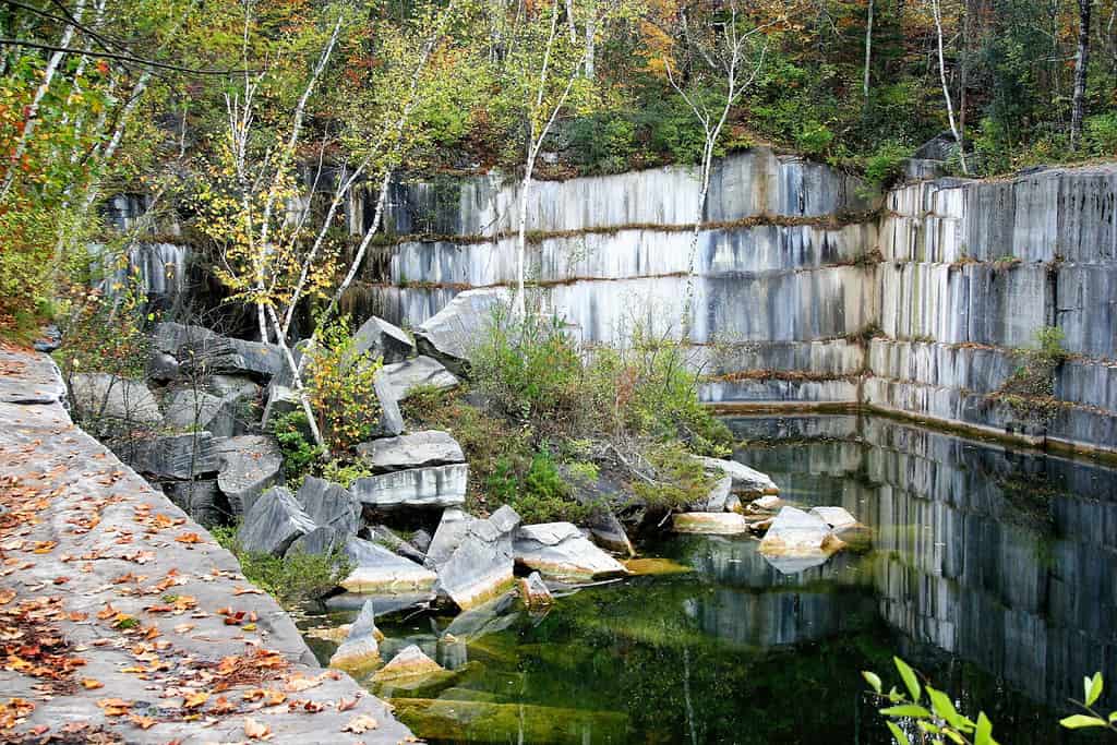 Granite quarry, New Hampshire in the Fall