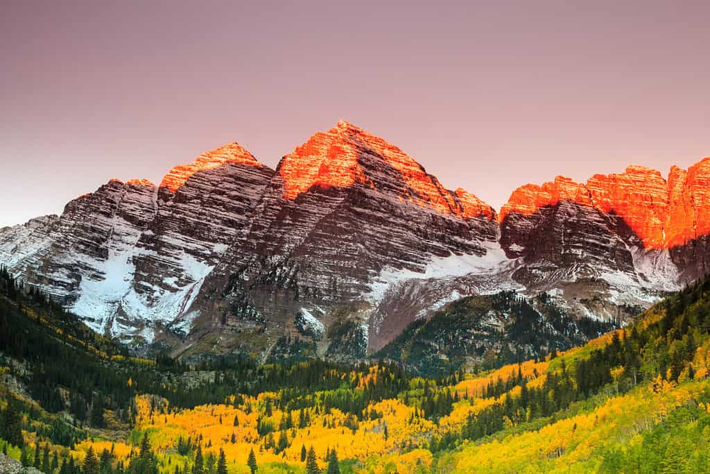 Maroon Bells sunrise, White River National Forest, Colorado