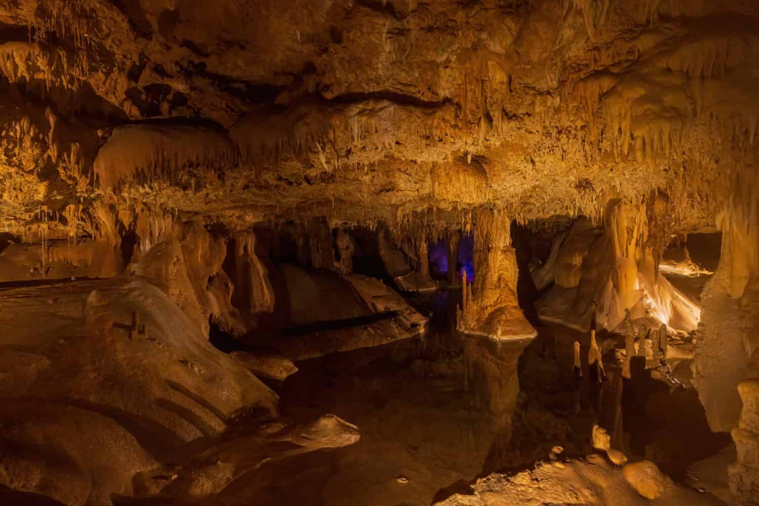 Interior view of the cave of Inner Space Cavern at Georgetown, Texas
