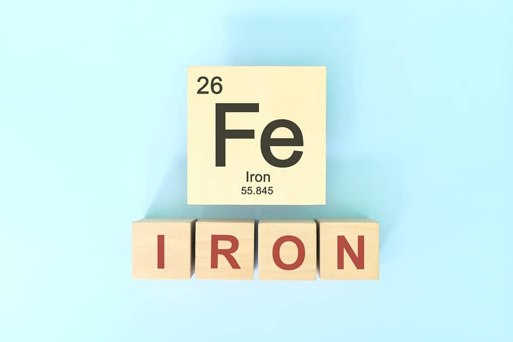 The molar mass of iron is 55.845 grams per mole.