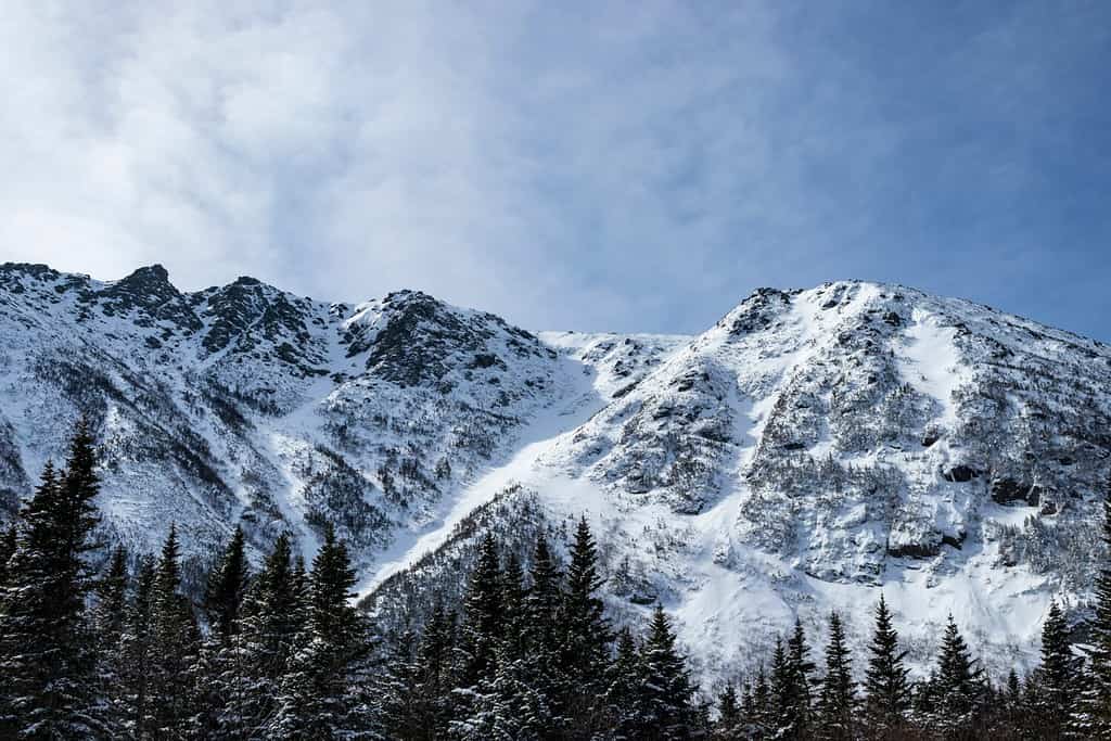 Snow covered Mount Washington during late February of 2023.