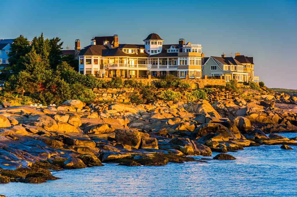 Mansion on a cliff at Cape Neddick, York, Maine.