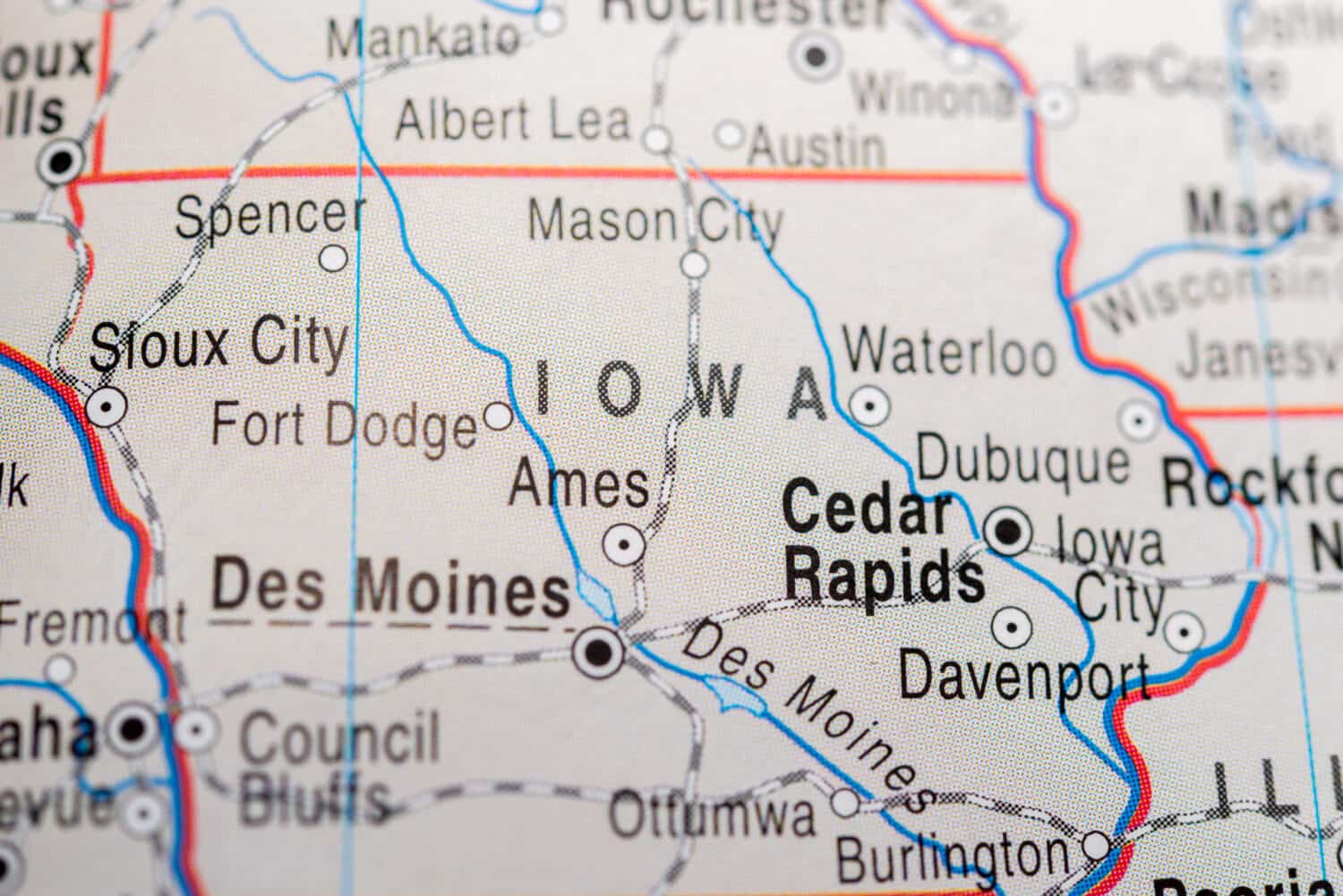 Map view of Cedar Rapids and Iowa State