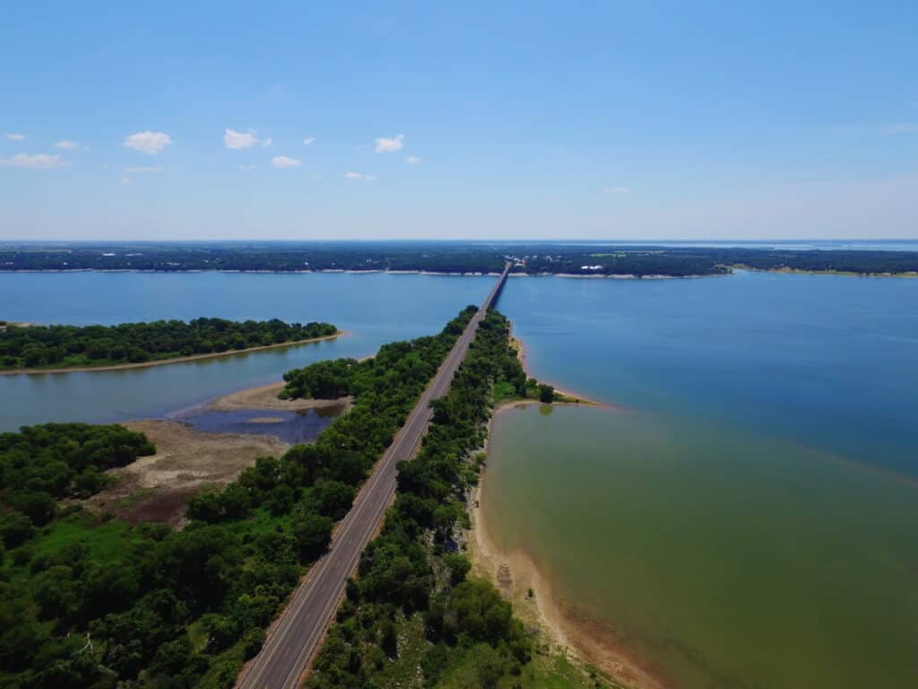Aerial view, Lake Whitney near Waco Texas