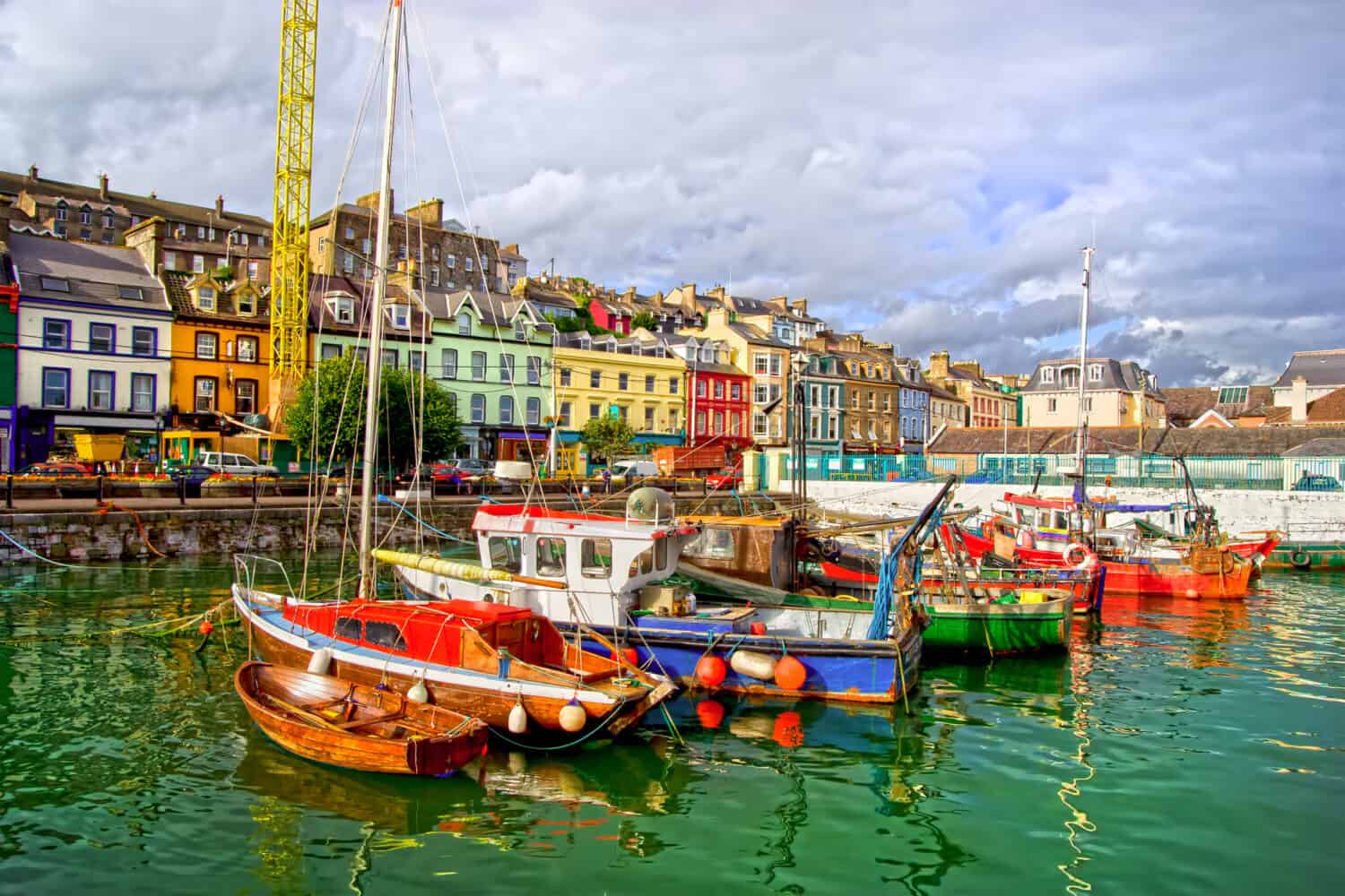 Picturesque scenery of the Cobh town harbour in Ireland, Cork County, HDR technique