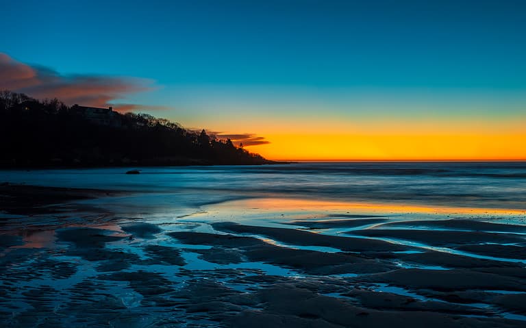 Sunset over Buzzards Bay on Old Silver Beach, Cape Cod