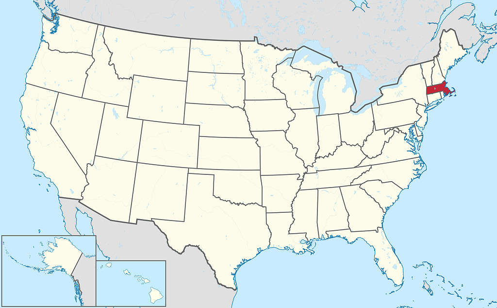 Massachusetts on United States map
