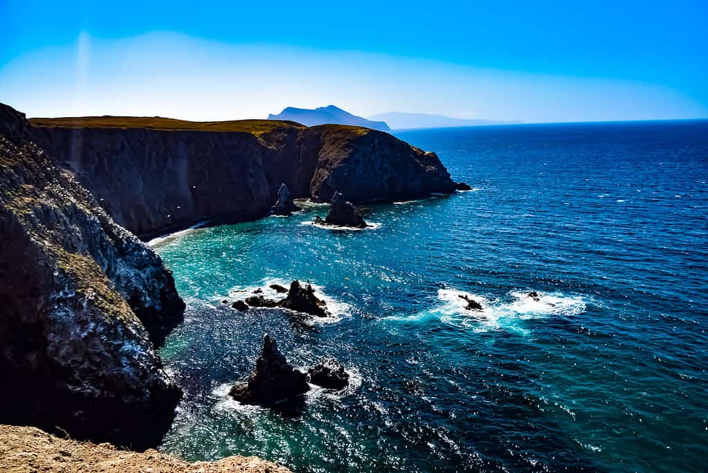 Rock formations and cliffs on Anacapa Island in the Channel Islands National Park in Southern California