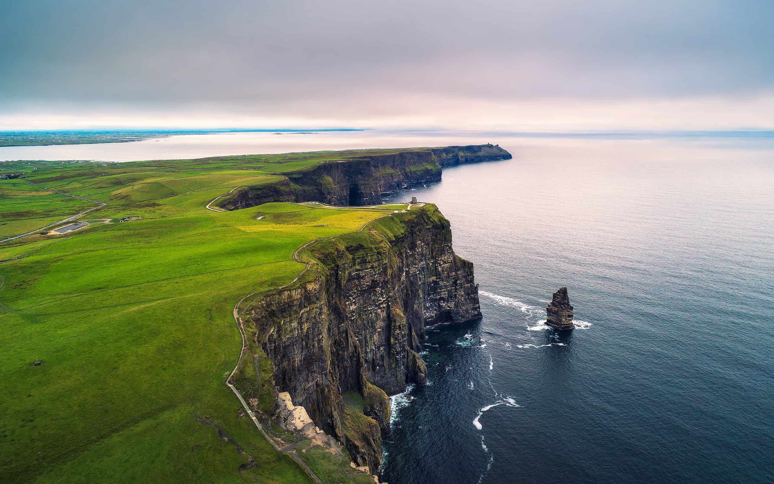 Aerial view of the scenic Cliffs of Moher in Ireland