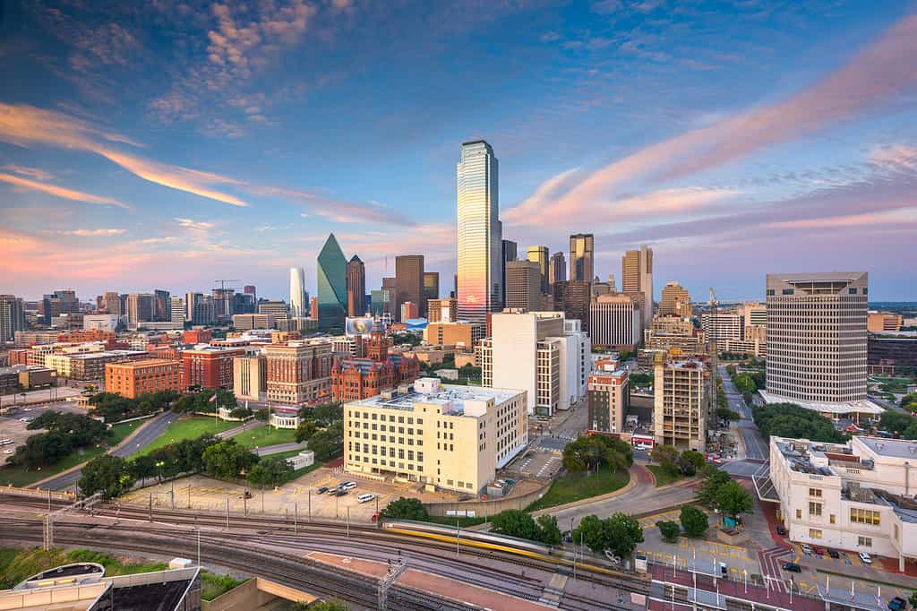 Dallas, Texas, USA skyline over Dealey Plaza