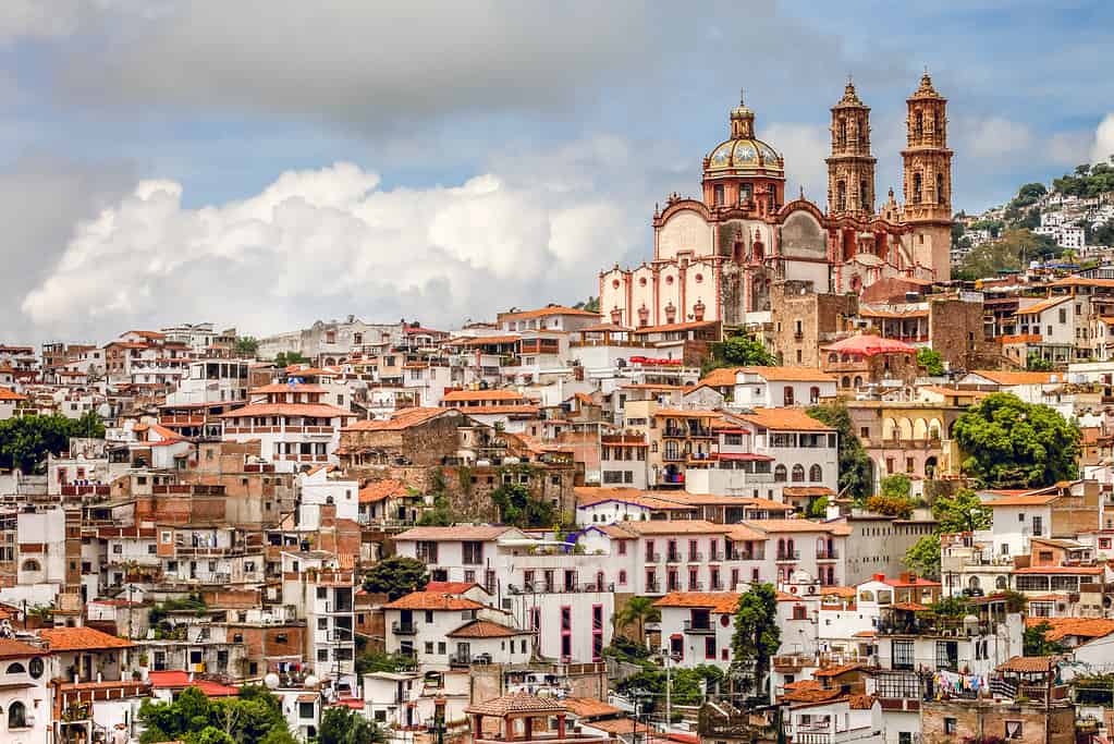 A beautiful cityscape of the historic center of Taxco in the state of Guerrero in central Mexico