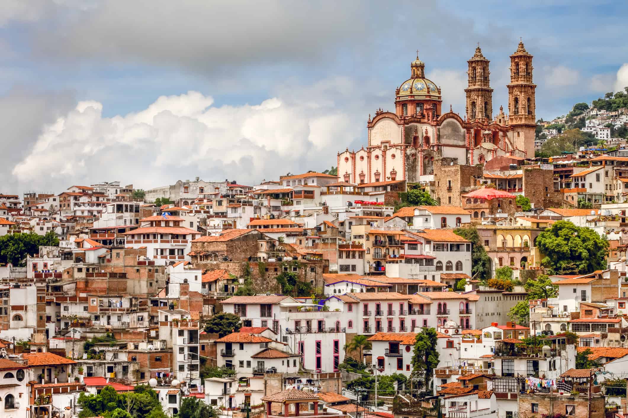 A beautiful cityscape of the historic center of Taxco in the state of Guerrero in central Mexico
