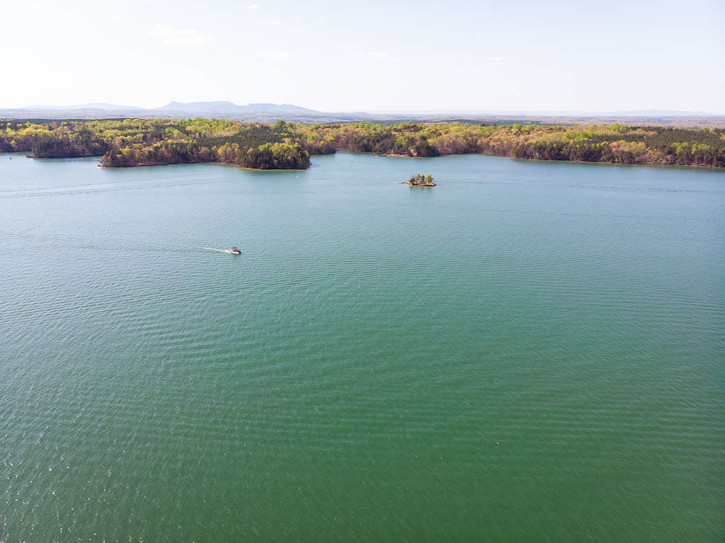 Aerial View of Belews Lake, North Carolina on a Beautiful Spring Day