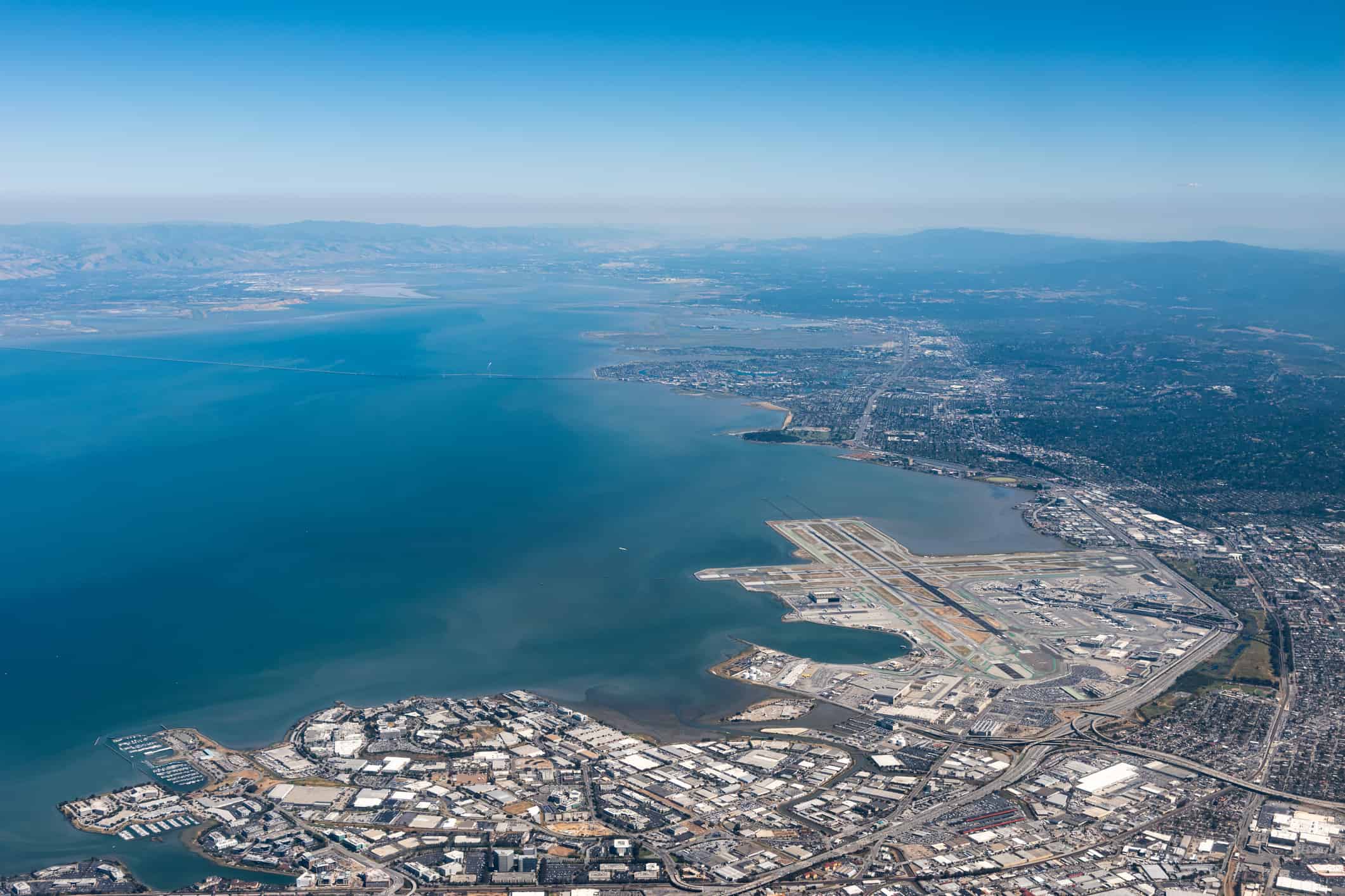 The aerial view of San Francisco Bay in California, USA