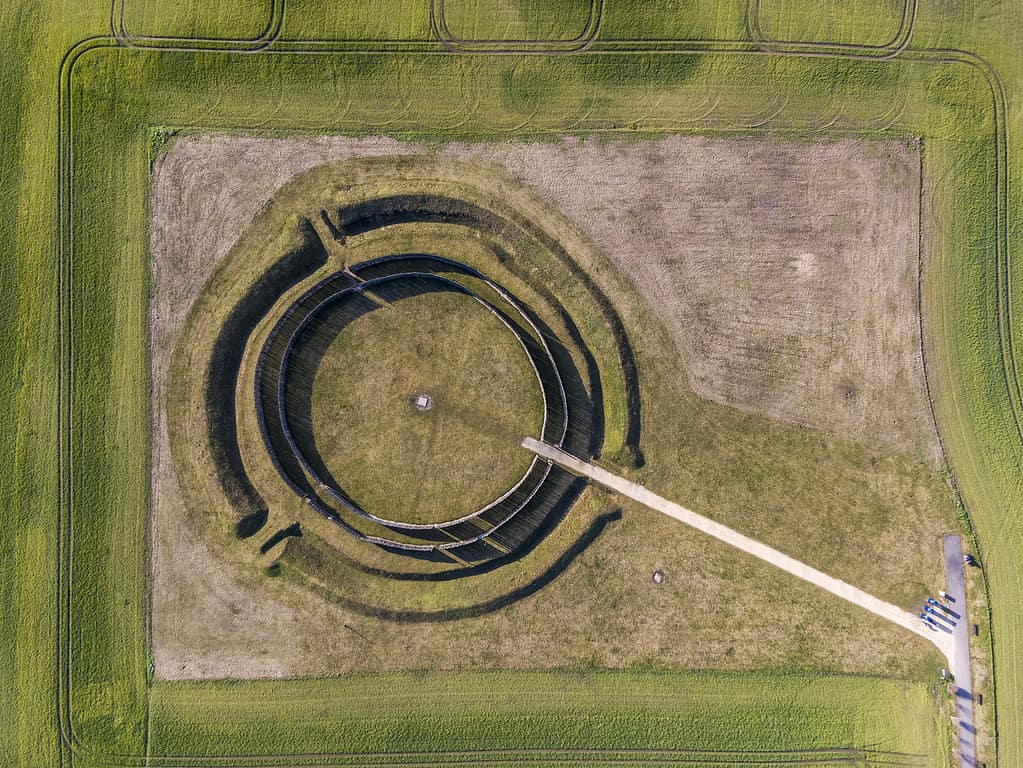 Aerial view of the Goseck circle, an Ancient Solar Observatory, Germany