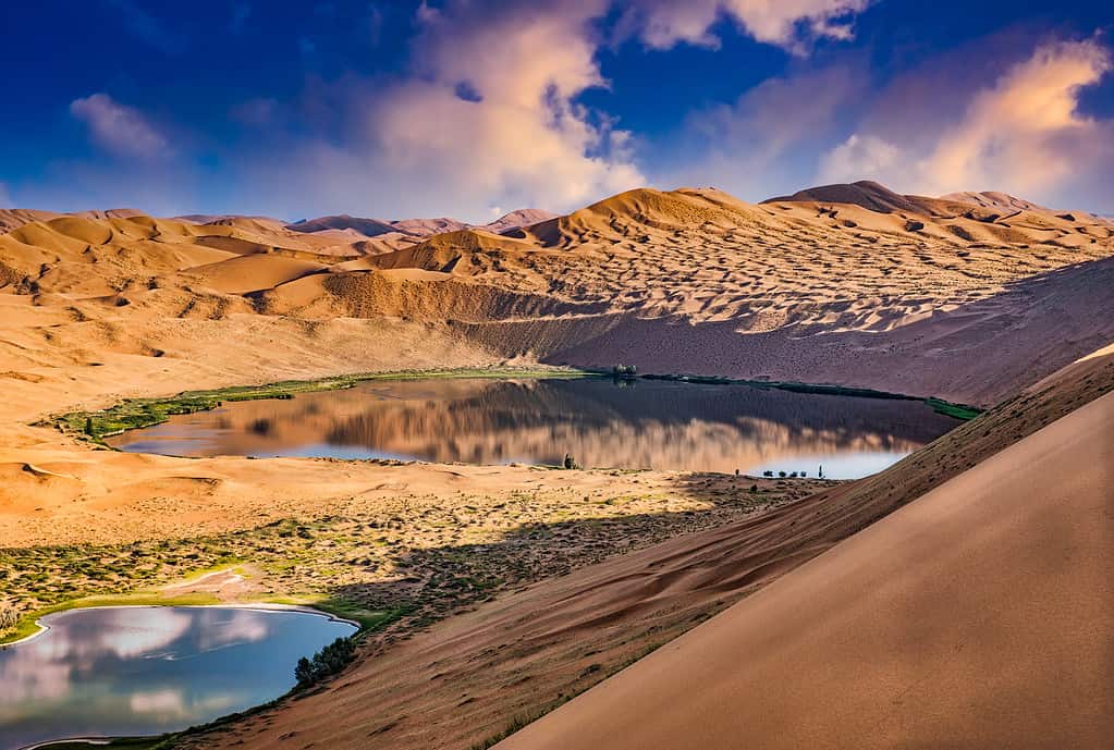 Two lakes At the Badain Jaran Desert