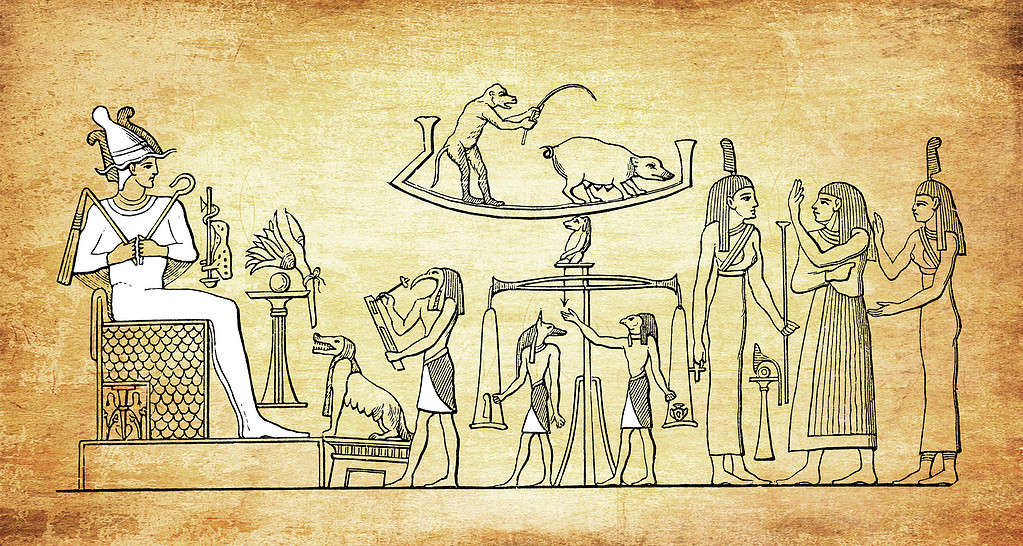 Ancient Egypt - Judgment of the dead, with the weighing of the heart ritual of the Book of the Dead