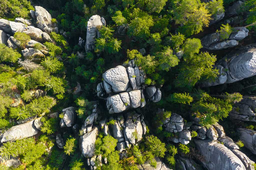 Rock city in the Adrspach Rocks, part of the Adrspach-Teplice Landscape Park in the Broumov Highlands region in the Czech Republic