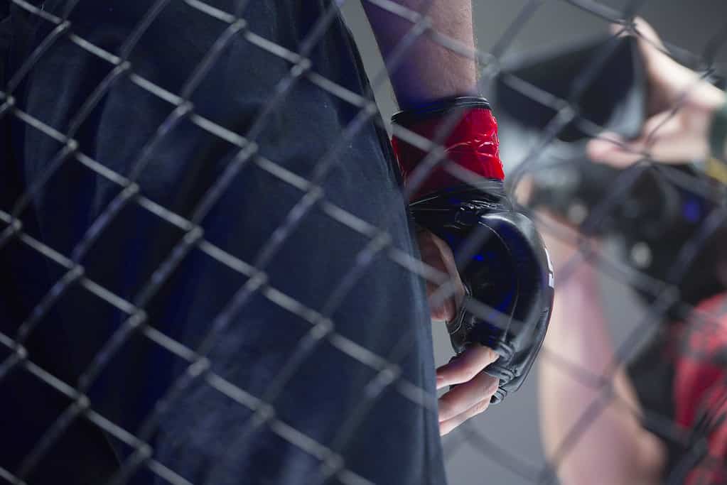 Mixed martial arts player preparing to enter the cage.