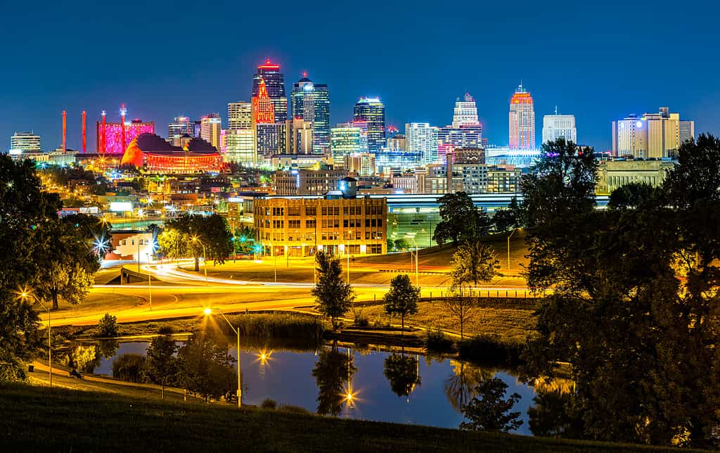 Kansas City cityscape by night