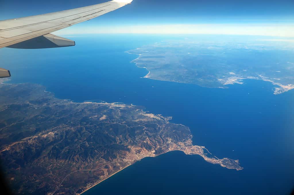 Aerial photo of the Strait of Gibraltar
