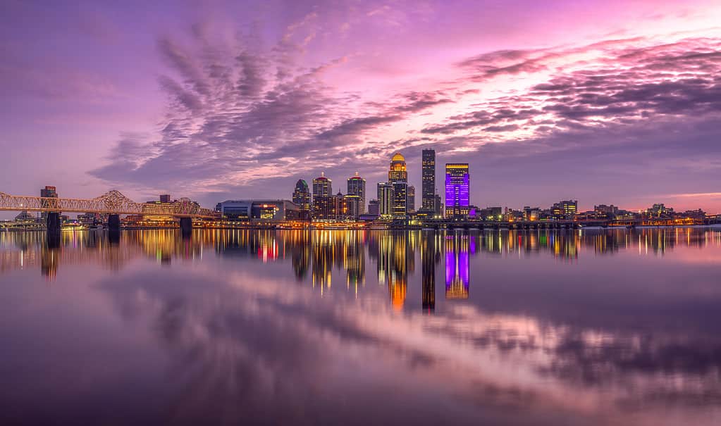 Beautiful shot of Louisville in the evening
