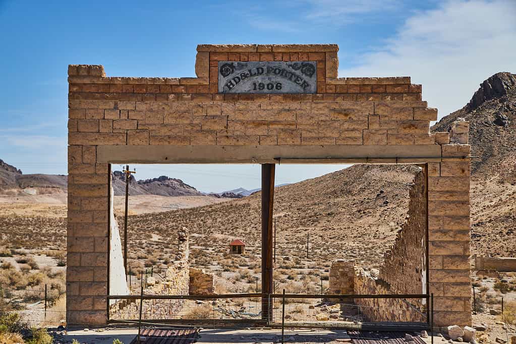 Rhyolite ghost town in Nevada stunning structure entrance abandoned