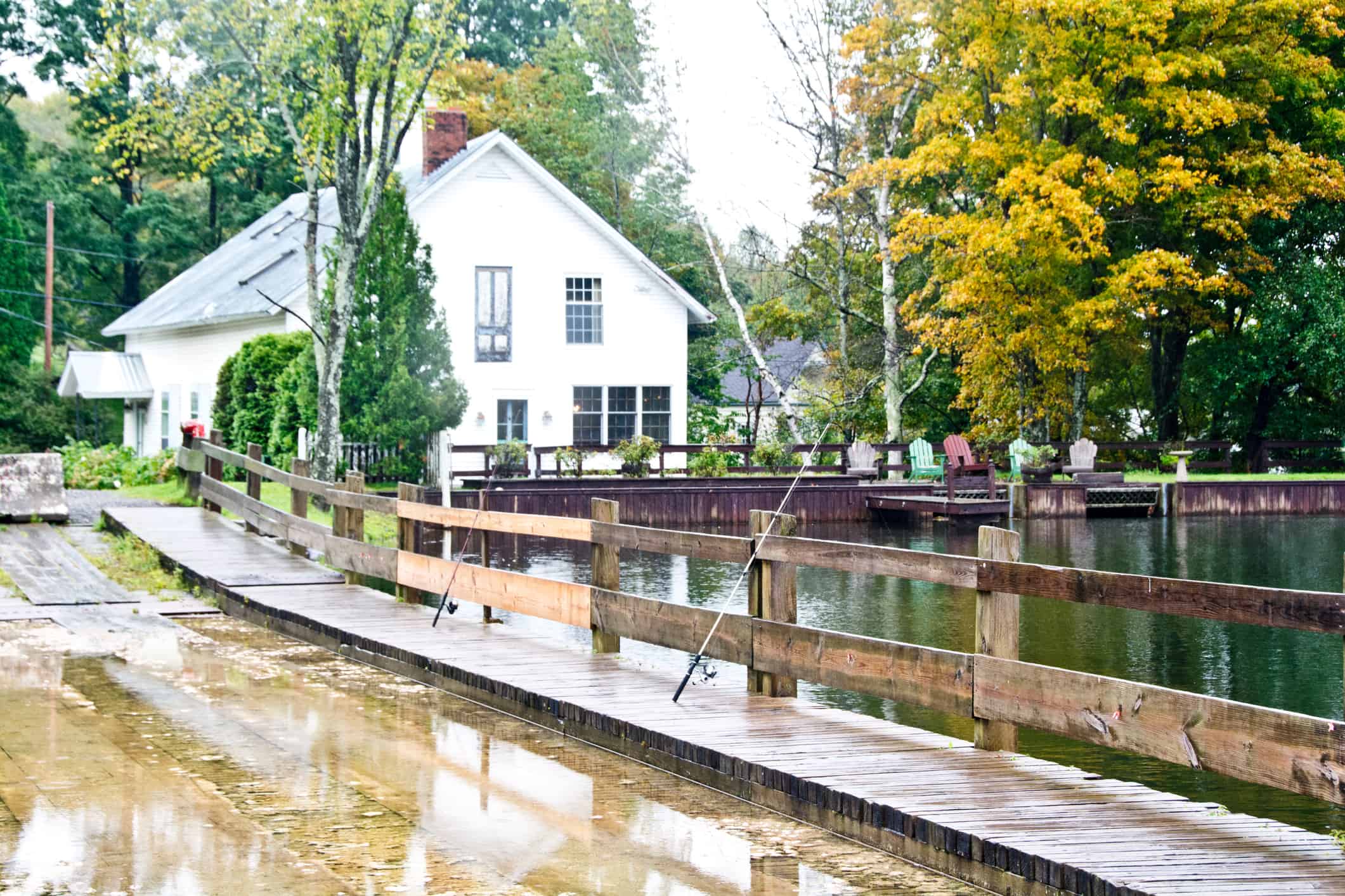 Tranquil scene along the Brookfield, Vermont floating bridge