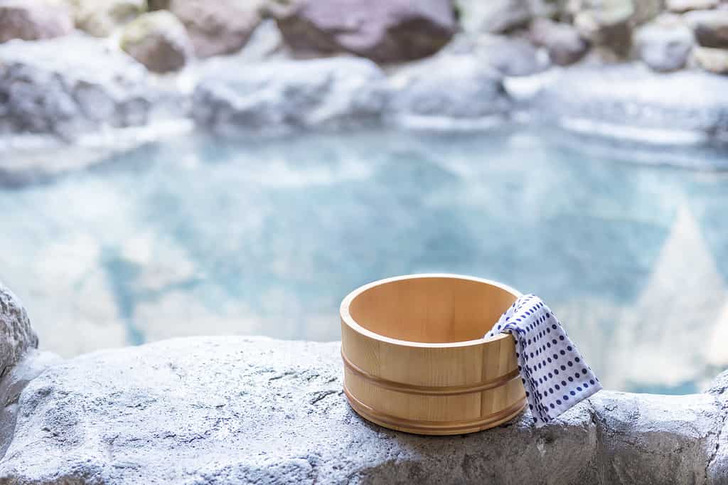 Japanese hot spring, open-air bath