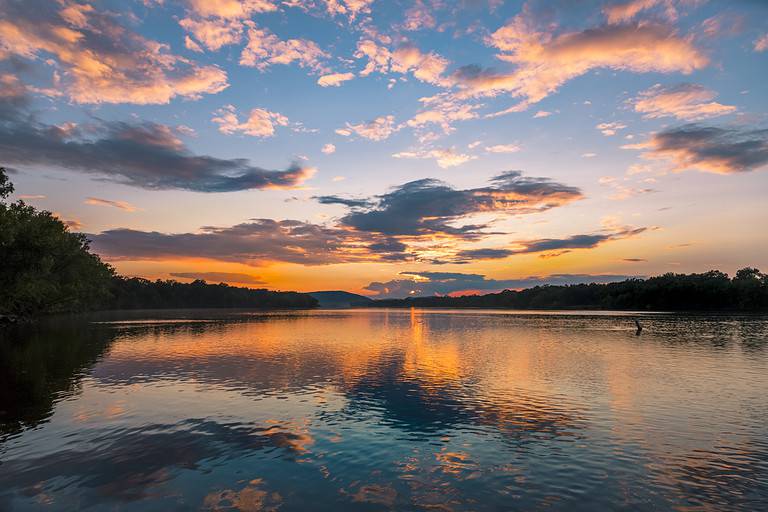 Sunset, Wisconsin, River, Golden Hour, Commercial Dock