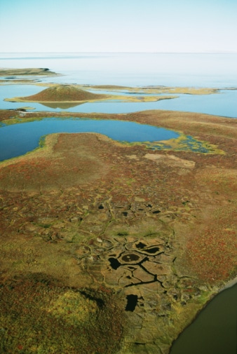 High angle view of the MacKenzie River, Canada