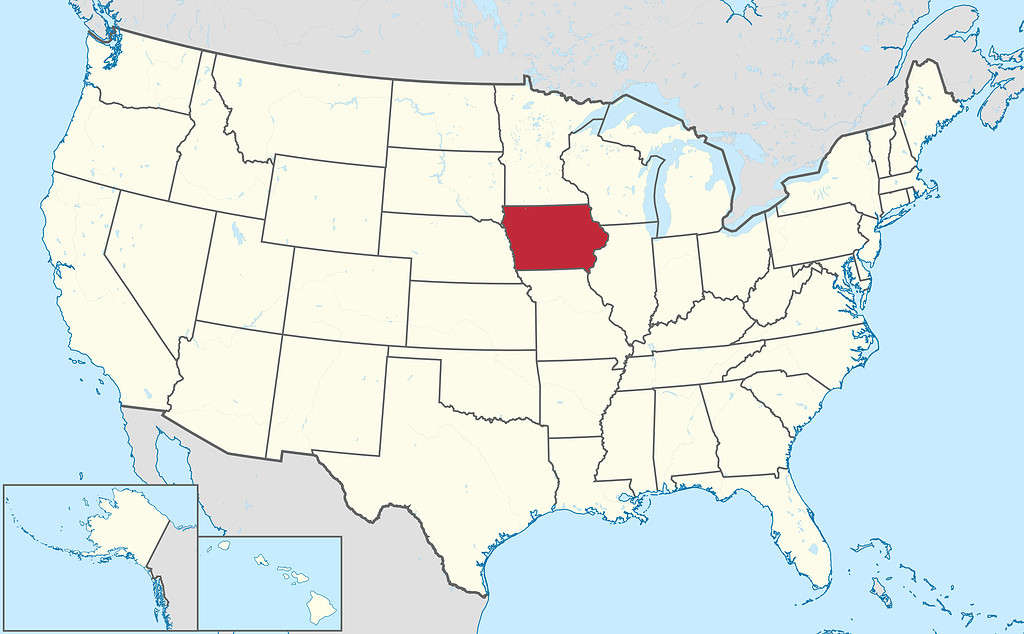 Location of state of Iowa in the United States.