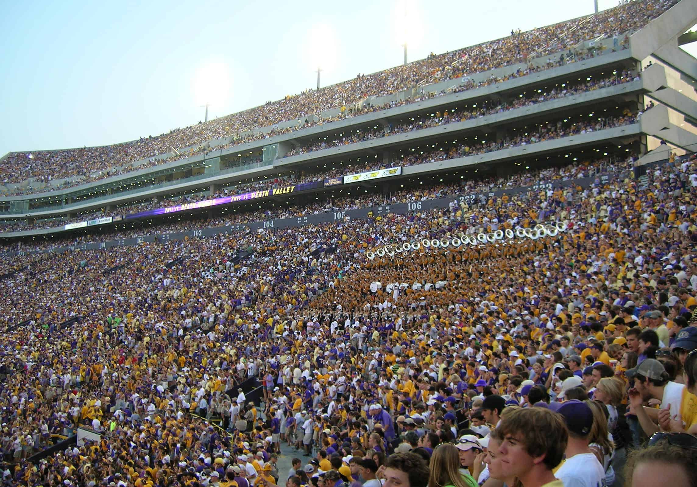 View of the West side of Tiger Stadium. Louisiana–Lafayette Ragin' Cajuns vs LSU Tigers, September 2, 2006.