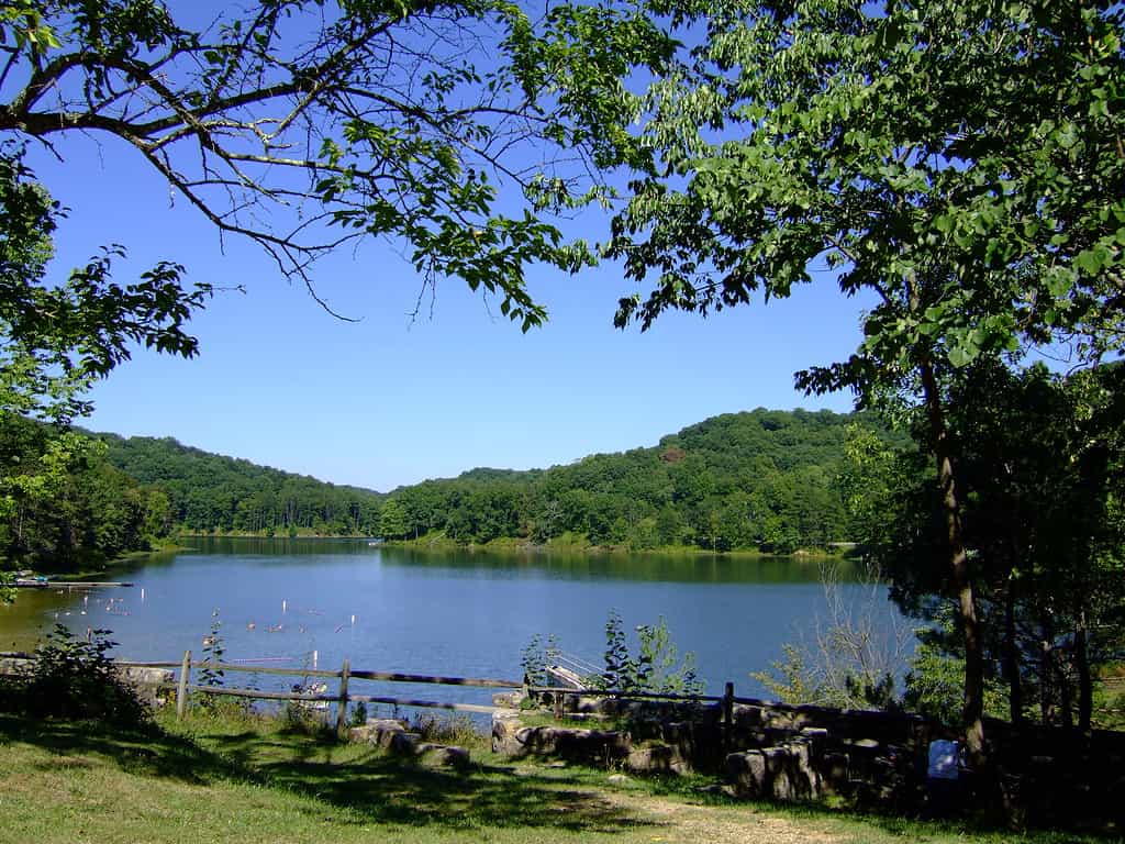 Zaleski, Ohio, USA. Lake Hope in Lake Hope State Park.