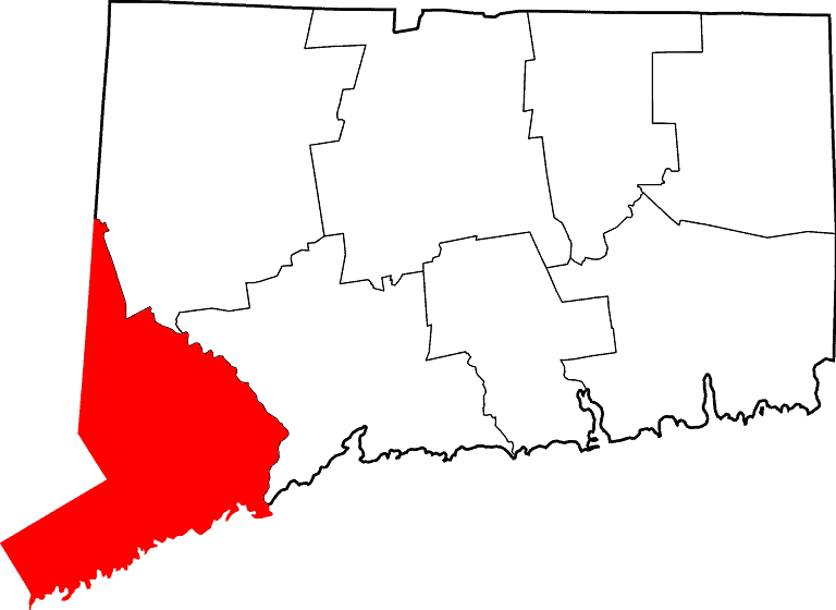 How Big Is Connecticut See Its Size In Miles Acres And How It   Map Of Connecticut Highlighting Fairfield County.svg  768x560 