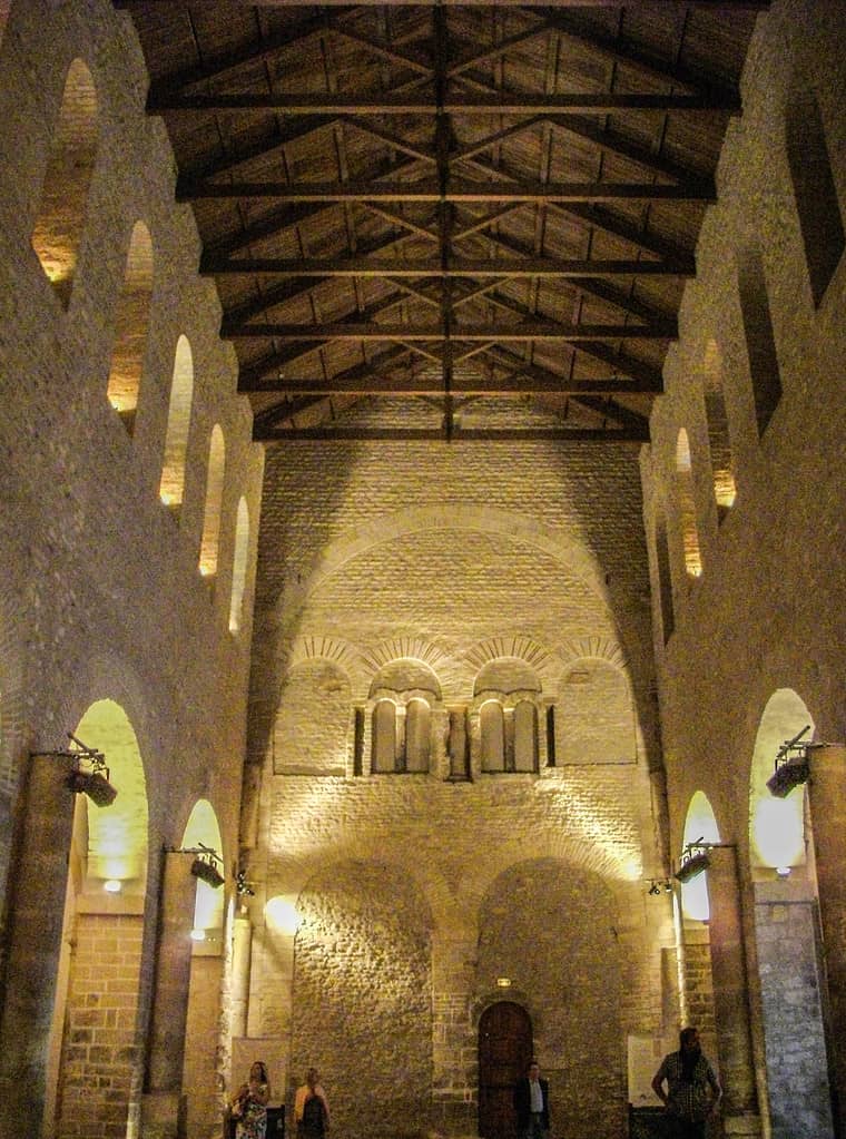 Interior nave of Saint-Pierre-aux-Nonnains basilica in Metz
