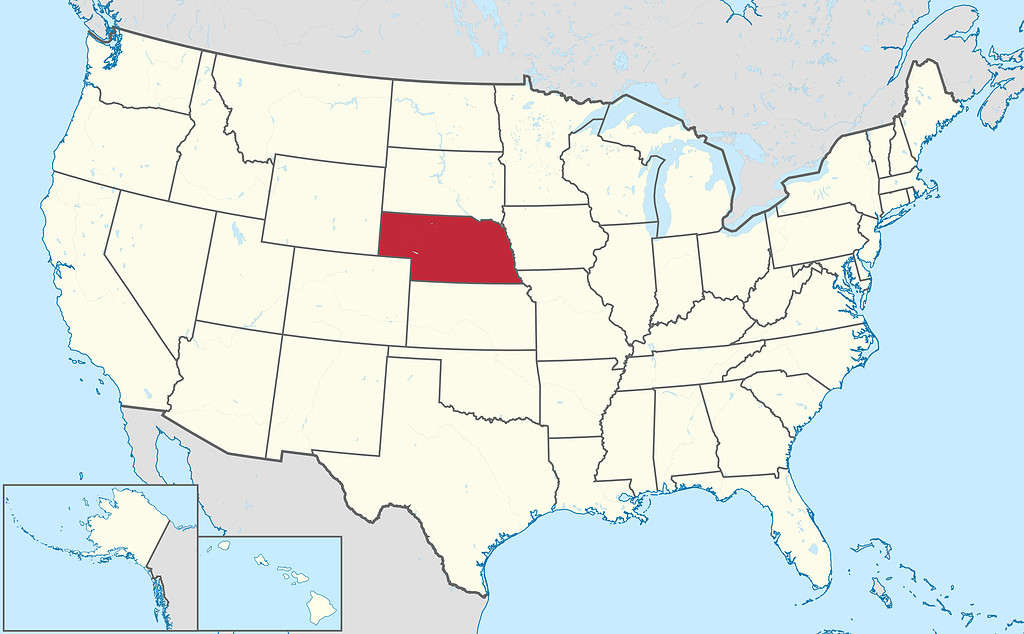 Nebraska on a United States map