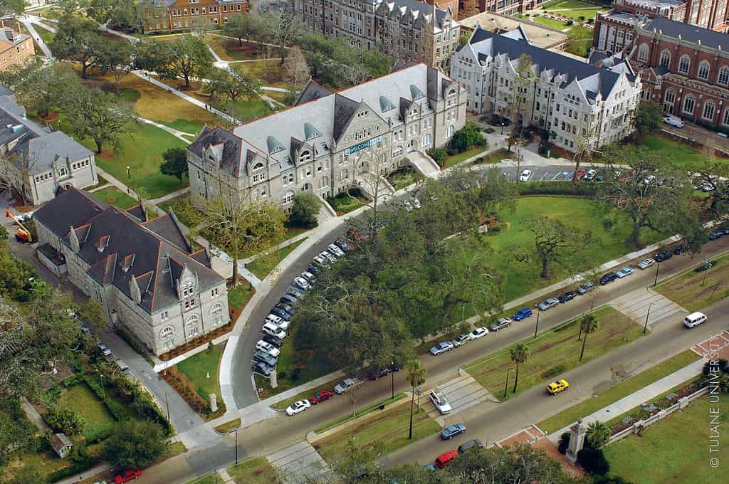 aerial view of Tulane University campus 