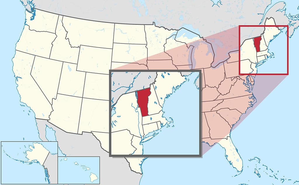 Vermont on United States map