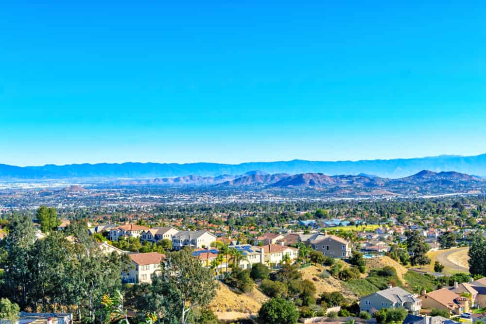 Inland Empire Southern California on clear spring morning looking east