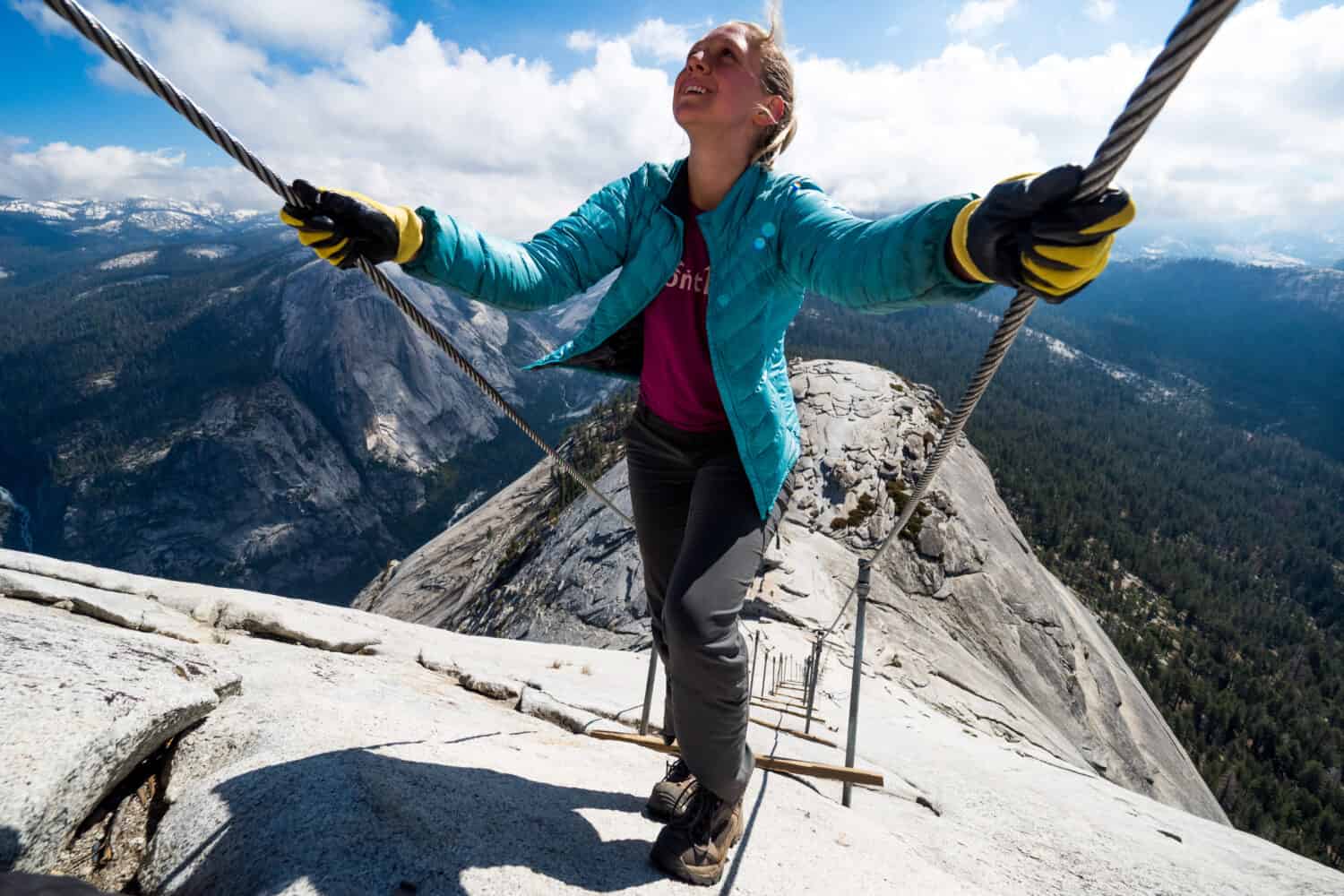 Climbing up the famous cables to the top of Half Dome.