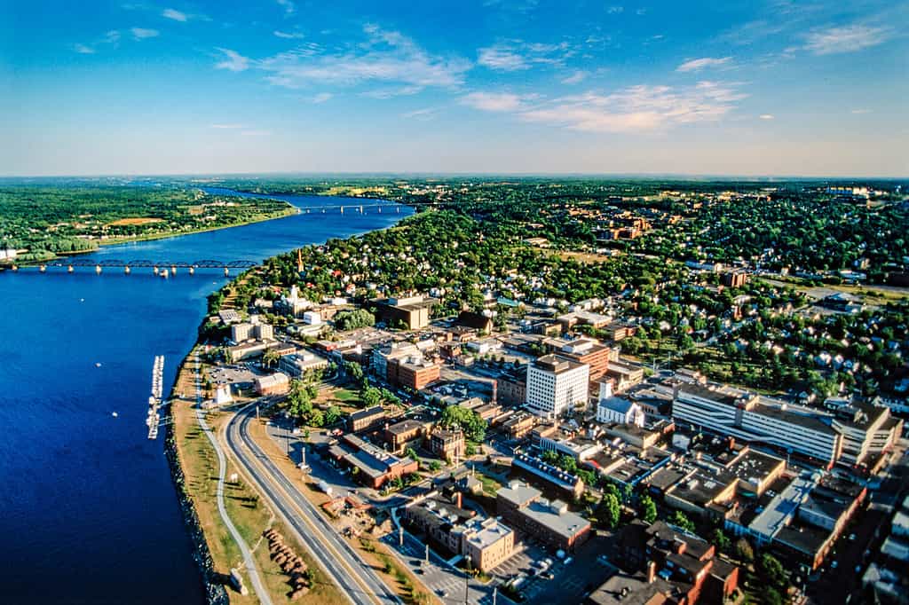 Aerial of Fredericton, New Brunswick, Canada