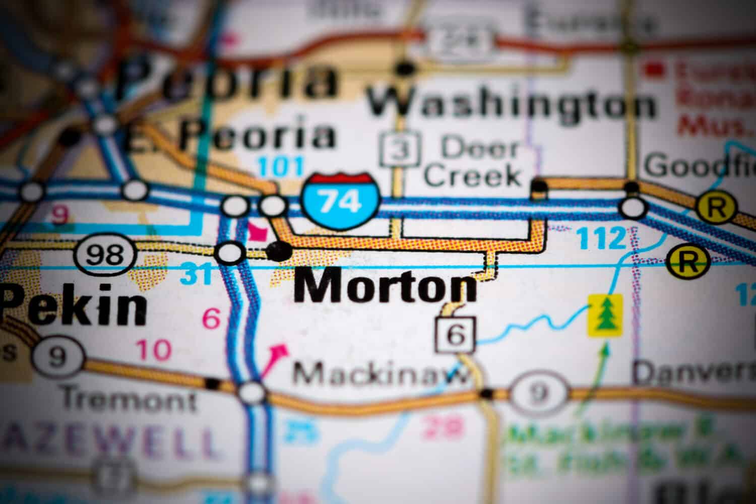 Morton. Illinois. USA on a map