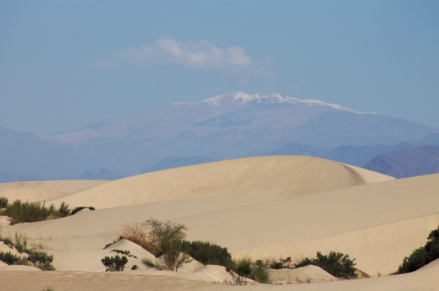 White sand dunes desert north of Fiambala Argentina.