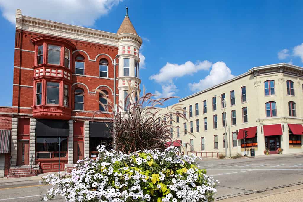 Turn of the century buildings in downtown Janesville, Wisconsin