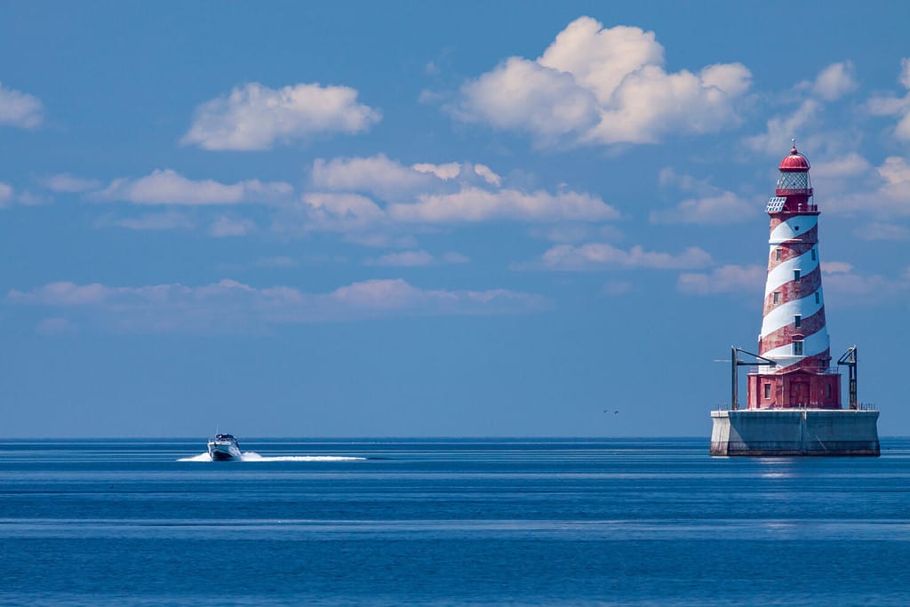 White Shoal Lighthouse - An offshore lighthouse on Lake Michigan.